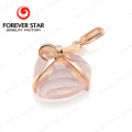 High Quality Rose Quartz Heart Shaped Pendant Gold